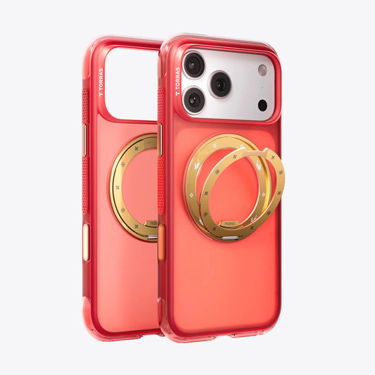 Year of the Horse Limited Edition TORRAS red iPhone 17 case with gold ring stand.