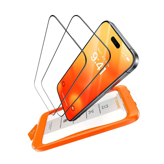 TORRAS GlassGo iPhone 13 screen protector with installation tray, anti-fingerprint, 2-pack