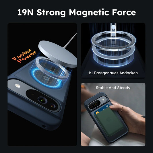 TORRAS Guardian-Mag case for Google Pixel 9a: strong magnetic attachment for wireless charging & cardholder.