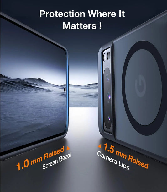 TORRAS Ostand L1 Google Pixel 8 Pro case: 1.0mm screen bezel, 1.5mm camera lips.