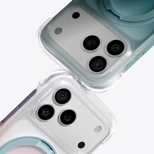 TORRAS Ostand O3 Air clear case for iPhone 17 Series featuring magnetic stand