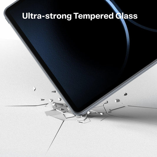 GlassGo ultra-strong tempered glass screen protector for iPad Mini 6/7 showing impact resistance.