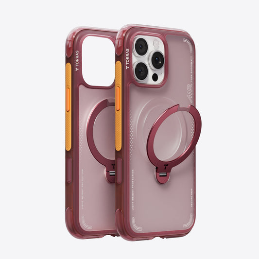 TORRAS Ostand Q3 Air case for iPhone 16 Pro Max, translucent rose, magnetic stand