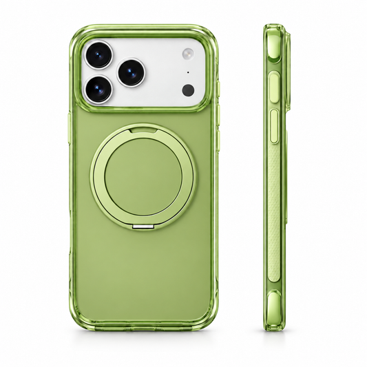 Ostand O3 Air for iPhone 17 Pro Max in Forest Green, rear and side views