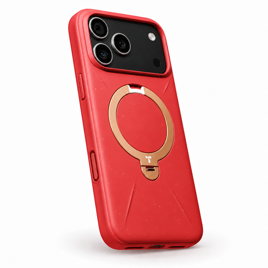 Q3 Pro Radiant Red case with Black phone