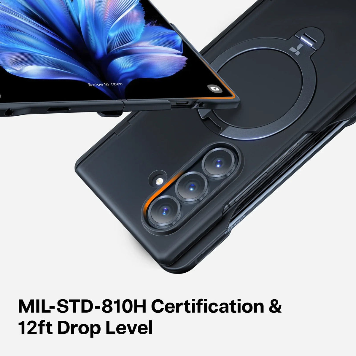TORRAS Ostand Q3 Spin case for Samsung Z Fold 7 with magnetic stand and MIL-STD drop.
