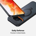 TORRAS Ostand Q3 Spin Google Pixel 10/10 Pro case for daily defense, dark grey with orange accent & magnetic stand.