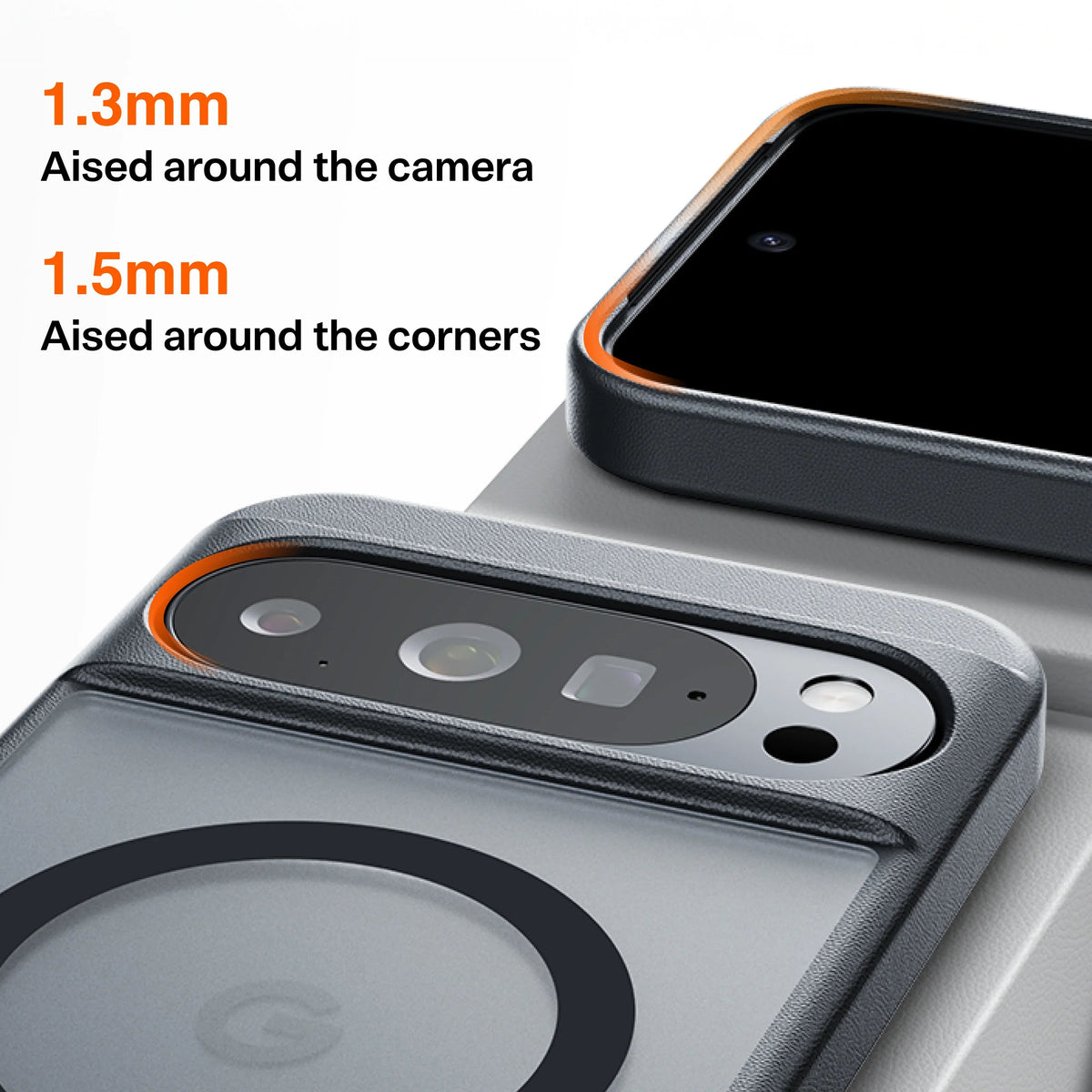 TORRAS Ostand L1 Pixel 10 Pro XL case: 1.3mm raised camera & 1.5mm corner edges for protection.