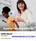 TORRAS UPRO Ostand R Fusion iPhone 16 Pro case, clear with purple magnetic kickstand & superior grip.
