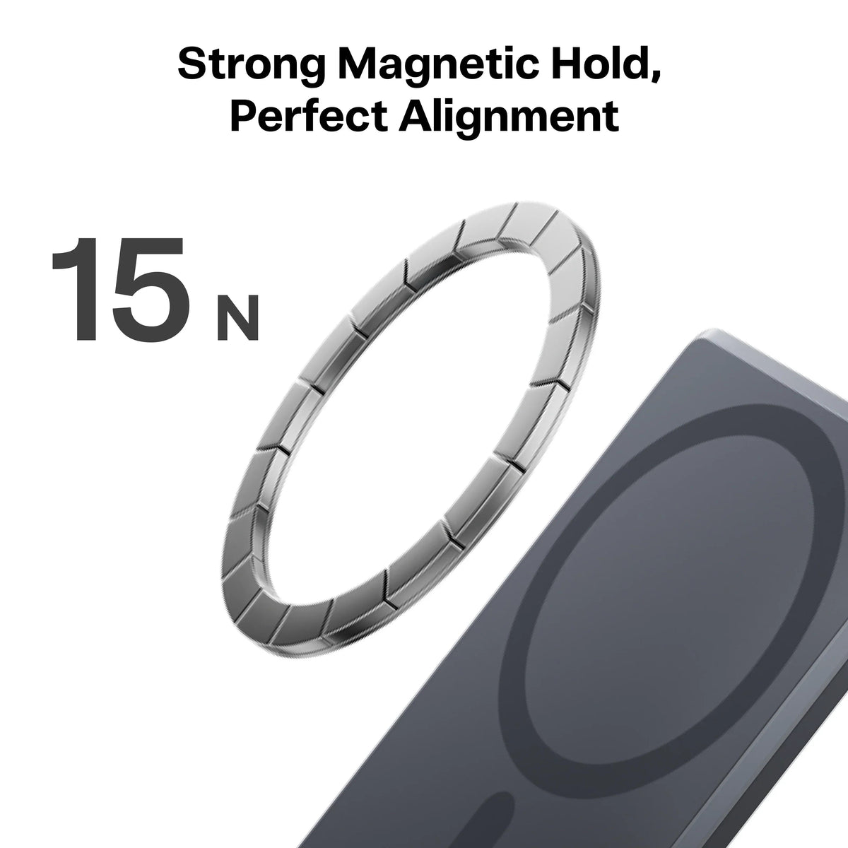 TORRAS MiniMag Power Bank magnetic charging ring: 15 N hold & perfect alignment.