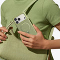 TORRAS Ostand Q3 green silicone case for iPhone 17 Pro Max with magnetic stand
