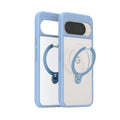 TORRAS Ostand Q3 Spin case: light blue bumper, clear back, magnetic ring stand for Google Pixel 10/10 Pro