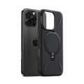 Black TORRAS Ostand Q3 silicone case with magnetic stand for iPhone 16 Pro Max.