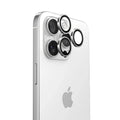 TORRAS Lensguard camera protectors with silver rims on iPhone 16 Pro Max lenses