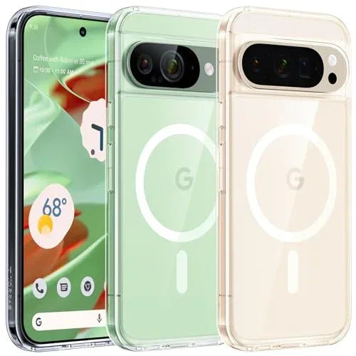 TORRAS Guardian-Mag Google Pixel 9 Pro MagSafe case, clear green & beige.