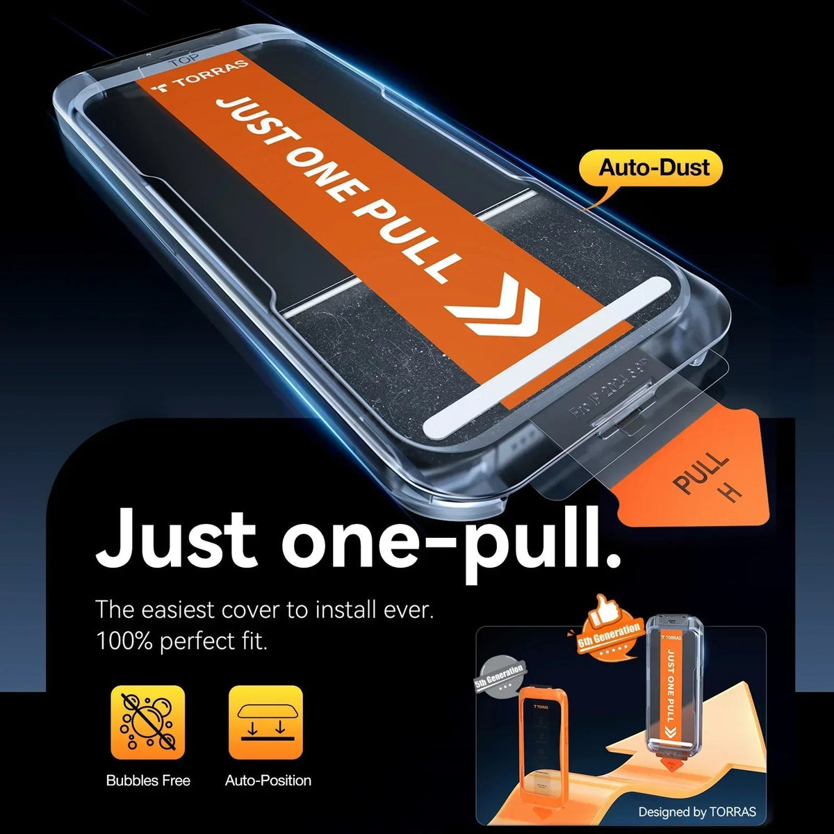 TORRAS GlassGo 'Just One Pull' iPhone 16 Pro Max installation kit
