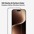 TORRAS GlassGo screen protector for iPhone 17, emphasizing HD clarity & Face ID.
