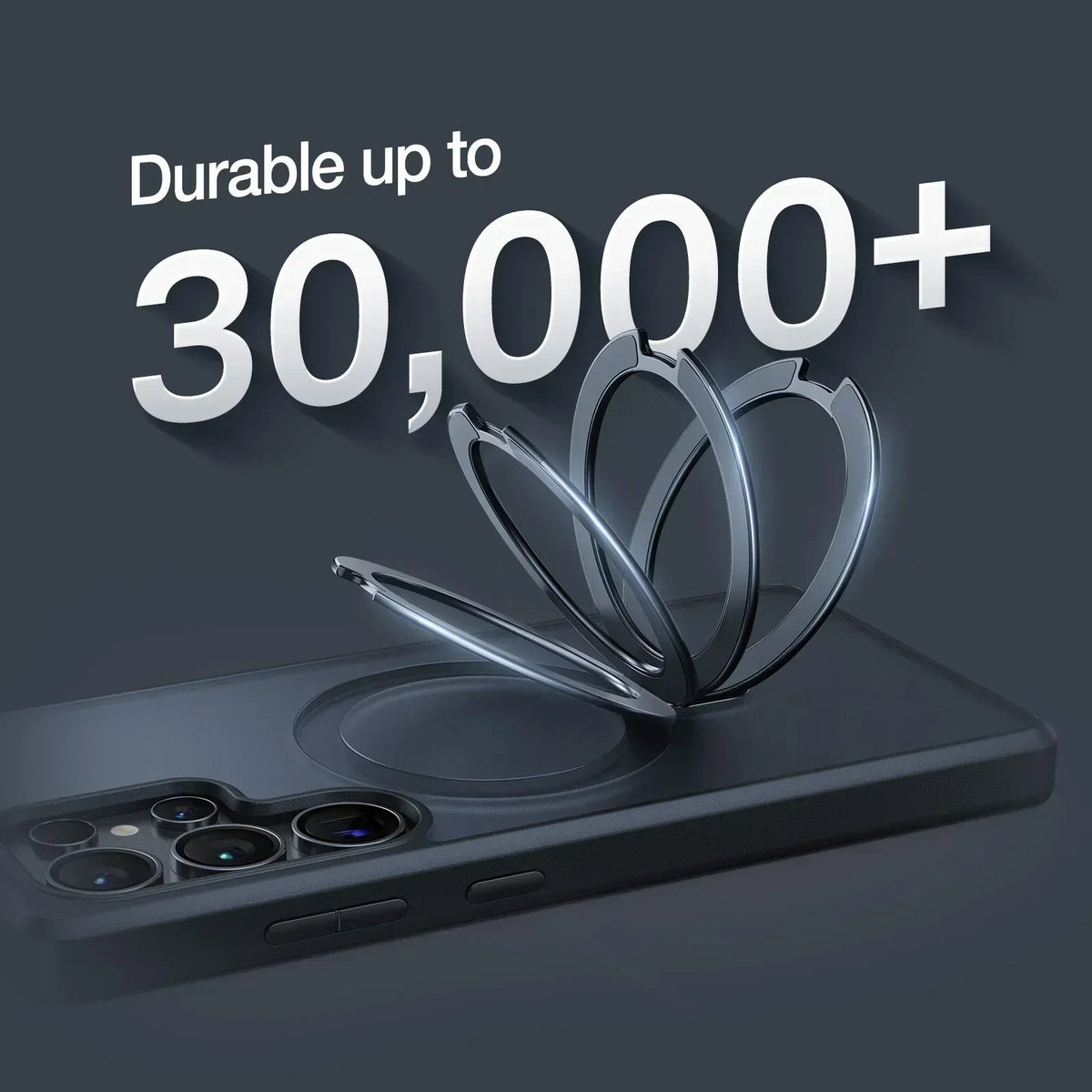 TORRAS Ostand Q1 Guardian Samsung S25 Ultra case, durable 30,000+ magnetic stand.