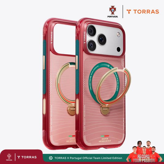 TORRAS Ostand Q3 Air iPhone 17 Pro Max cases, Portuguese Football Federation limited edition with magnetic stand.