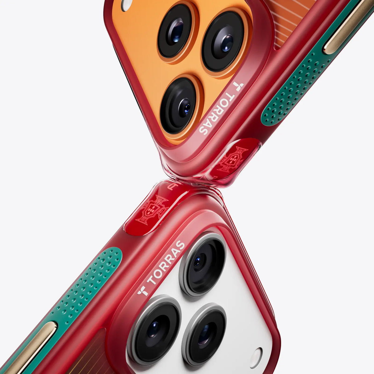 TORRAS x FPF iPhone 16 Pro case with FPF emblem, red, green accents.