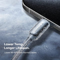 TORRAS Iceflow cable with frost: cool charging for longer battery life. Low temp tech.