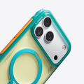 TORRAS Ostand Q3 Air magnetic stand case for iPhone 17 Pro in teal and beige