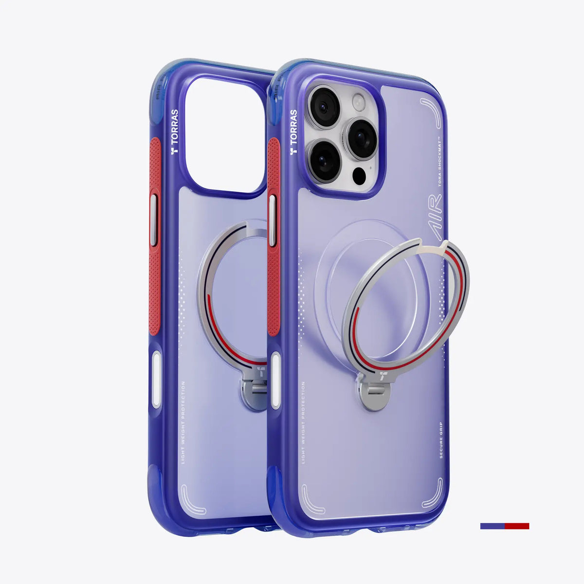 TORRAS Ostand Q3 Air iPhone 16 Pro case: lightweight protection, ring stand. Purple.