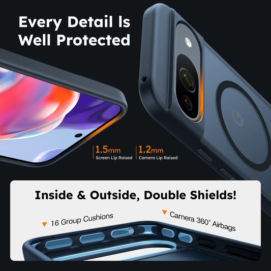 TORRAS Guardian-Mag magnetic case for Google Pixel 9a with raised screen/camera lips & cushioning.