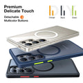 TORRAS Guardian-Mag Samsung S25 Ultra MagSafe case, clear/navy/black with multicolor buttons.