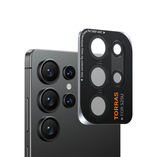 TORRAS black Lensguard camera protector for Samsung S25 Ultra, easy removal
