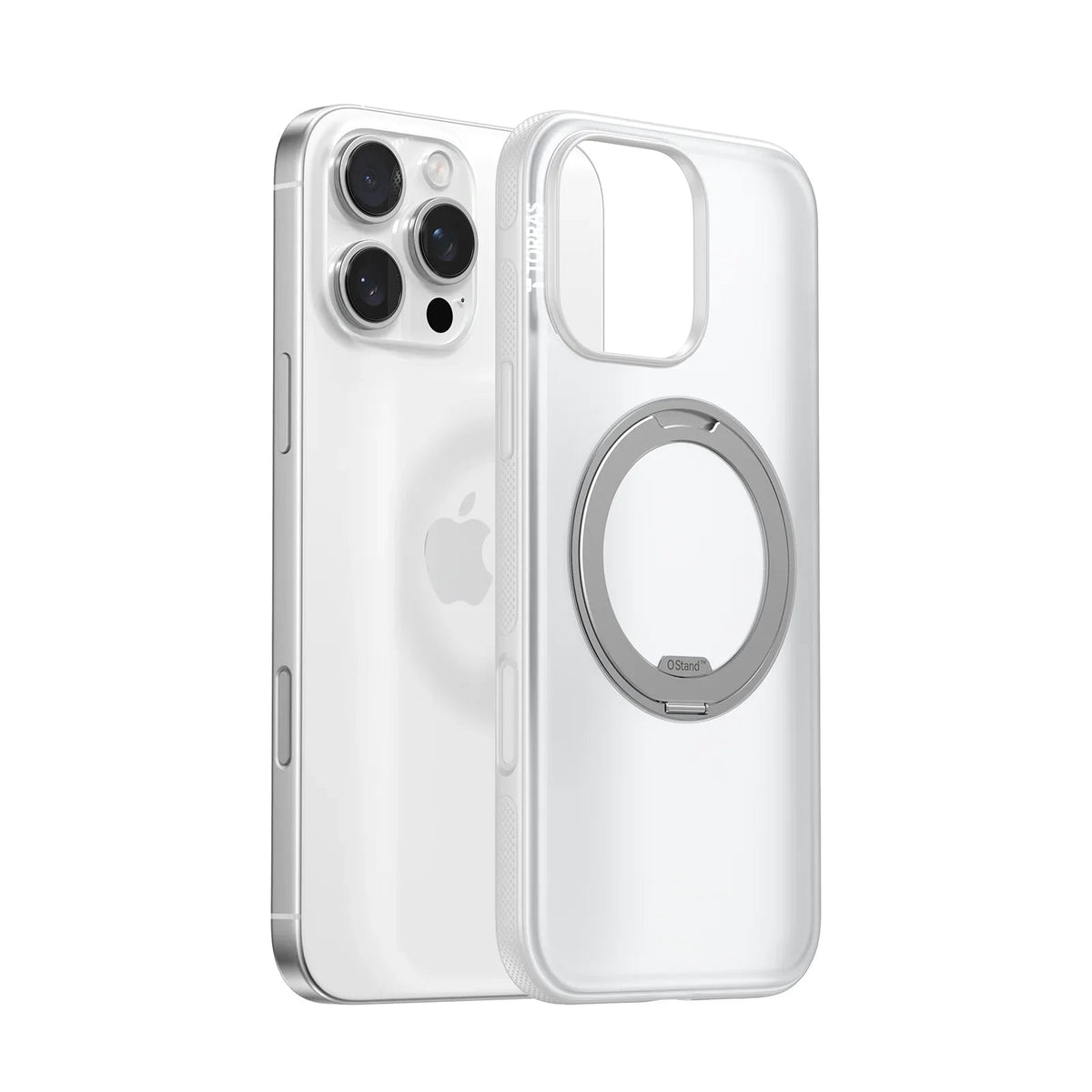 TORRAS Ostand O3 Fitness clear case with silver magnetic ring for iPhone 16 Pro