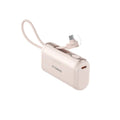 TORRAS mini power bank 5000mAh in beige with built-in angled USB-C connector