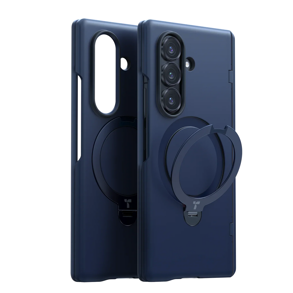 TORRAS Ostand Q3 Spin case for Samsung Z Fold 7 in dark blue with ring stand