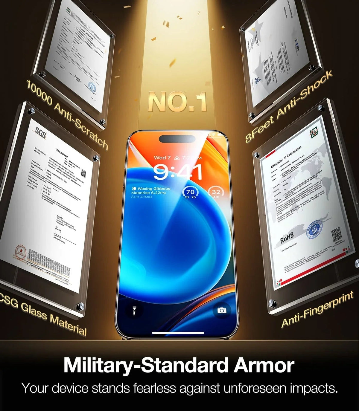 TORRAS GlassGo iPhone 13 screen protector, military-standard armor, anti-scratch, anti-shock.