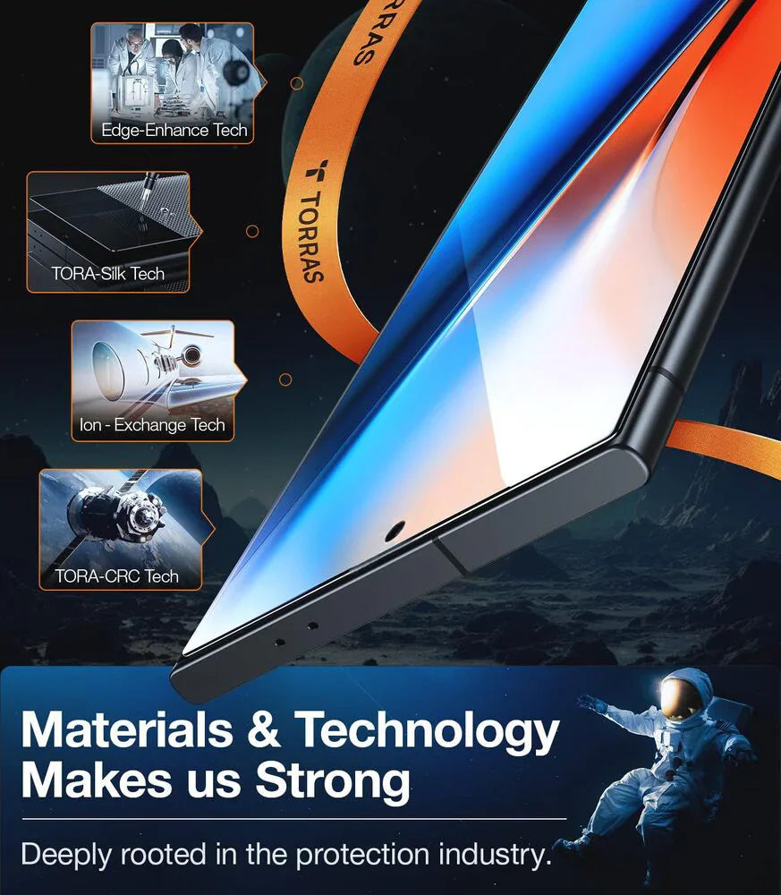 TORRAS GlassGo screen protector for Samsung S24 Ultra with Edge-Enhance technology.