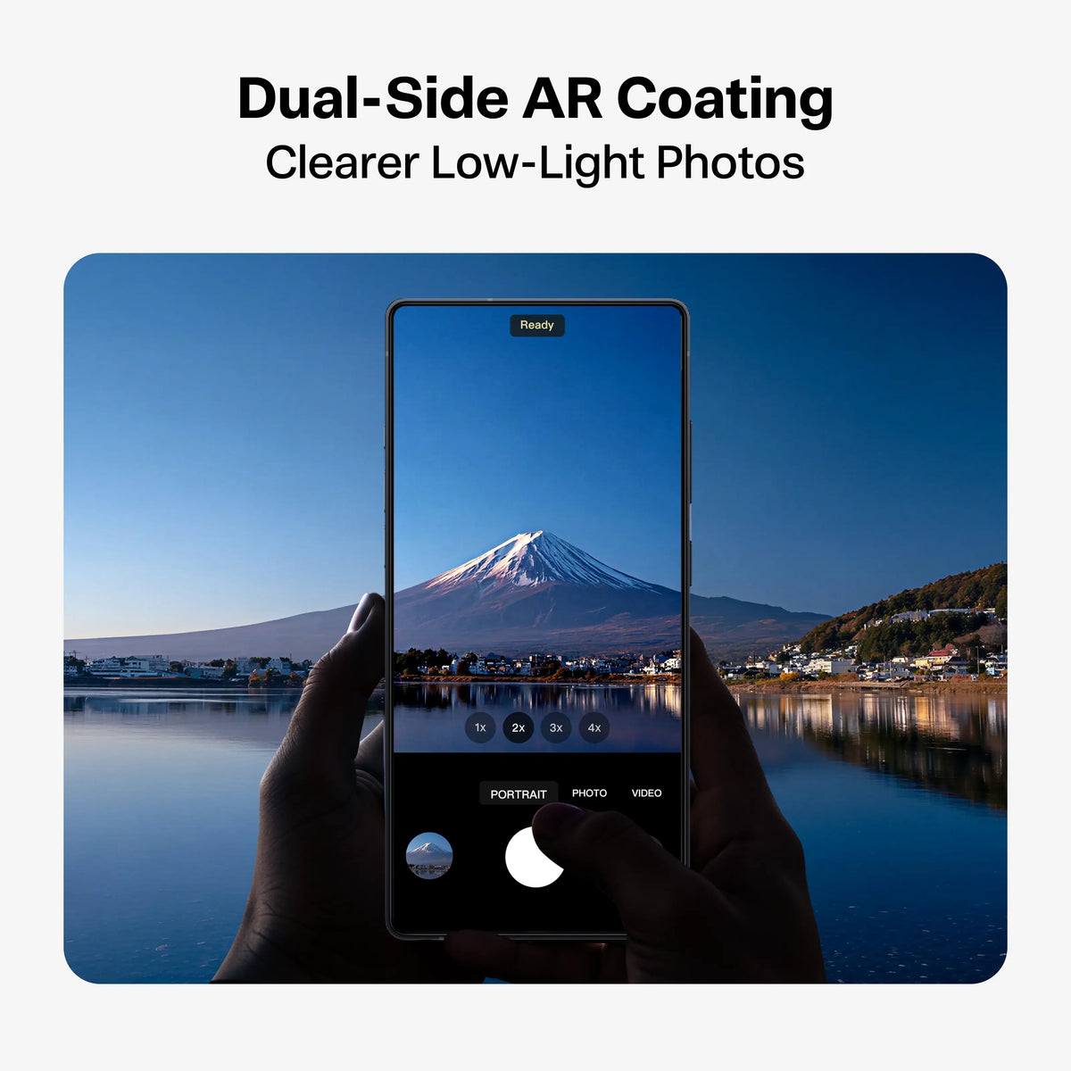 Samsung S26 Ultra Lensguard camera protector with dual-side AR coating for clearer low-light photos.