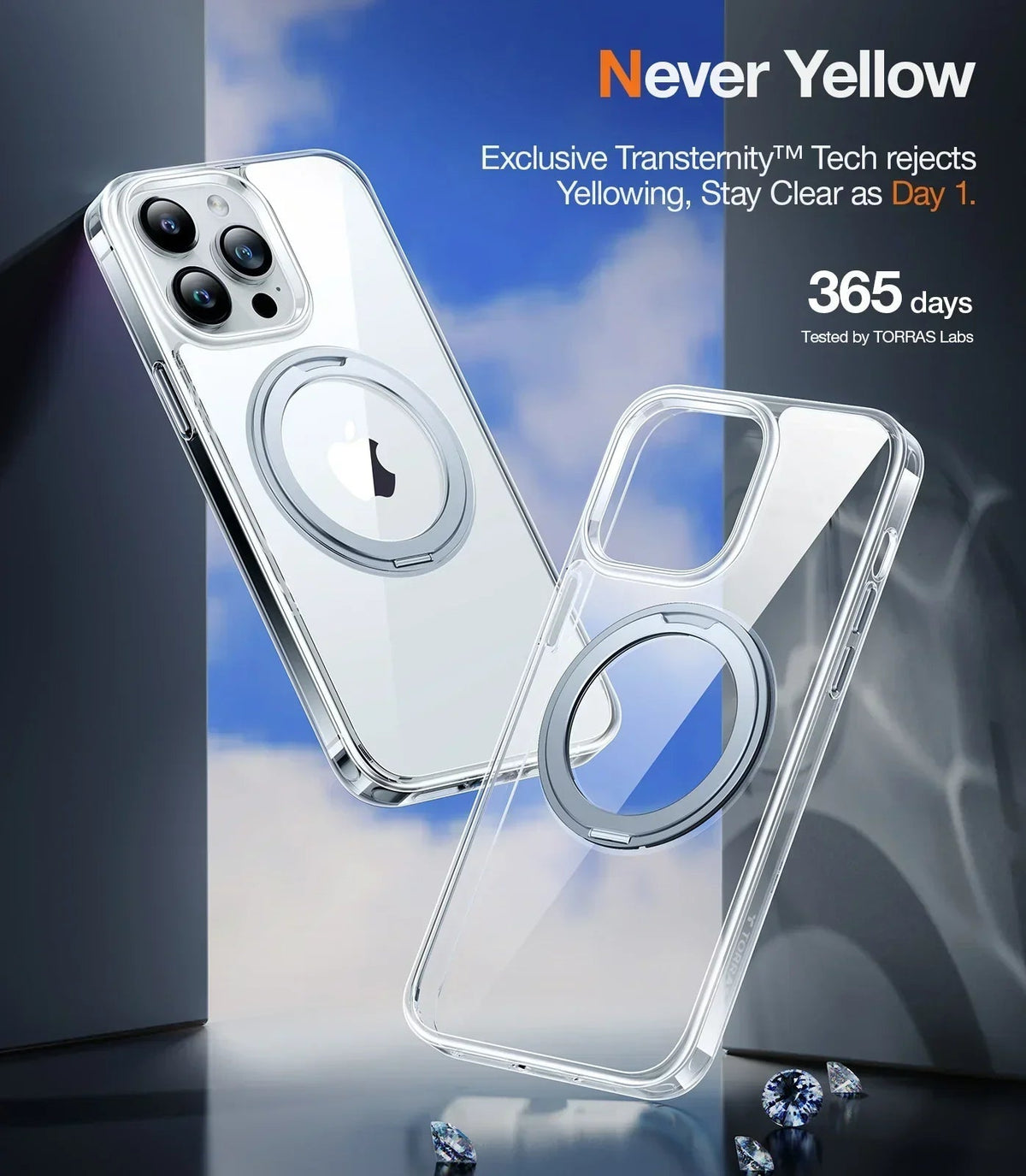 TORRAS Ostand R anti-yellowing clear magnetic stand case for iPhone 15
