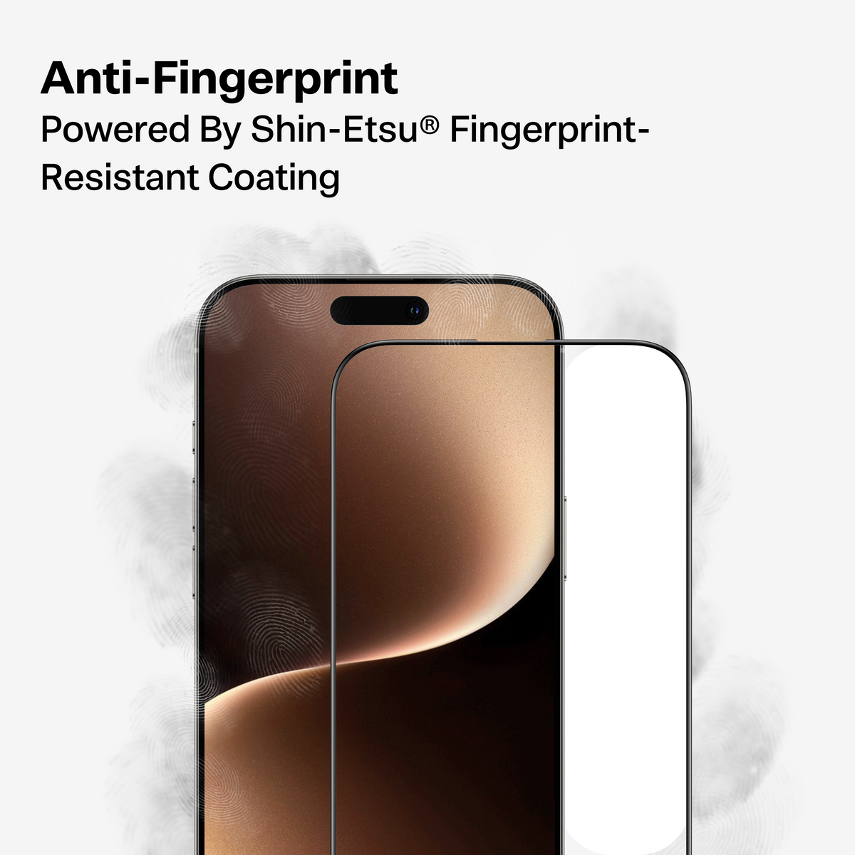 TORRAS GlassGo screen protector for iPhone 17 Pro with Shin-Etsu anti-fingerprint coating.