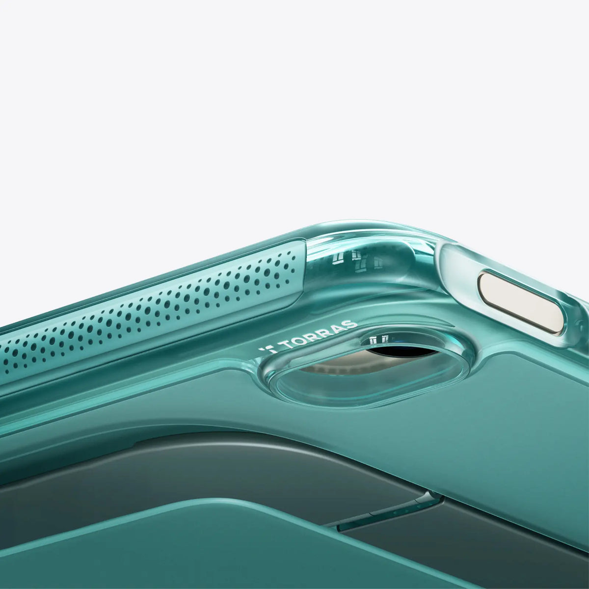 TORRAS Ostand K3 Neo iPad mini 6/7 case, teal, perforated grip detail.
