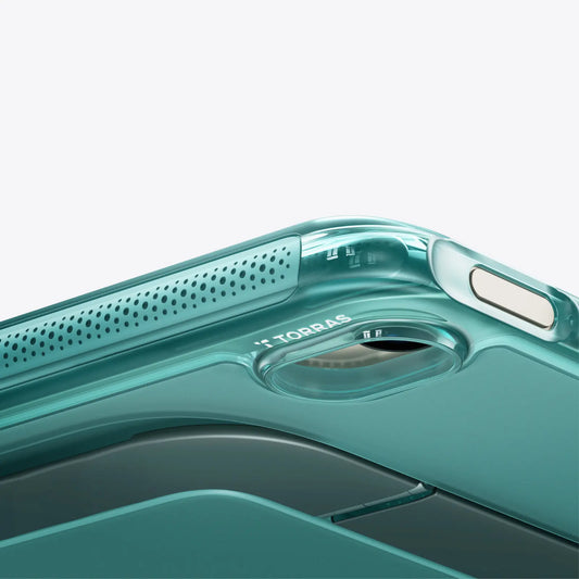 TORRAS Ostand K3 Neo iPad mini 6/7 case, teal, perforated grip detail.