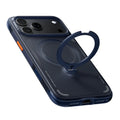 TORRAS Ostand Q3 Air case for iPhone 18 Pro/Pro Max in navy with a ring stand, back angle