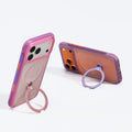 Two TORRAS Ostand Q3 Air colorblock iPhone 17 Pro Max cases with ring stands in purple and rose gold.