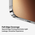 GlassGo iPhone 17 Pro screen protector with full-edge coverage and special edge printing.
