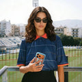 TORRAS Ostand Q3 Air Football Limited blue iPhone 17 Pro Max case with stand, showing "Ostand AIR".