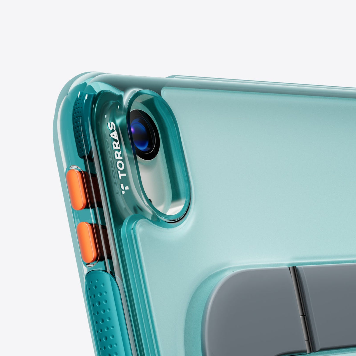 TORRAS Ostand K3 Neo teal translucent case for iPad Air 11 inch with kickstand
