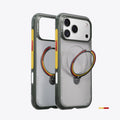 TORRAS Ostand Q3 Air iPhone 17 Pro Max case with magnetic ring stand, yellow & red accents.