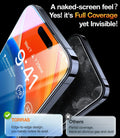 TORRAS GlassGo tempered glass screen protector for iPhone 13, edge-to-edge, invisible clarity.