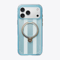 TORRAS Ostand Q3 Air protective case, iPhone 17 Pro Max, blue translucent, gold ring.