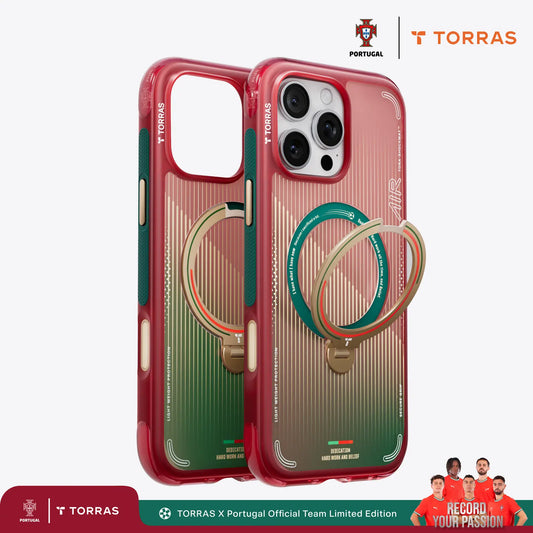 TORRAS Ostand Q3 Air case for iPhone 16 Pro, Portugal FPF limited edition with ring stand.