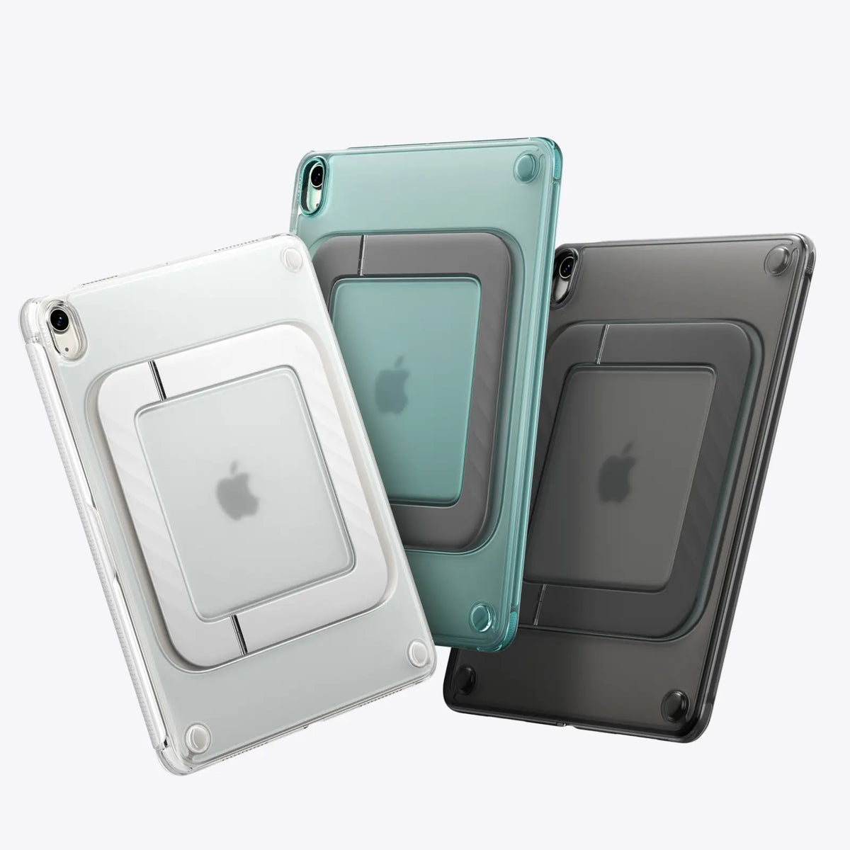 TORRAS Ostand K3 Neo iPad mini 6/7 case in white, teal, smoke with integrated stand.